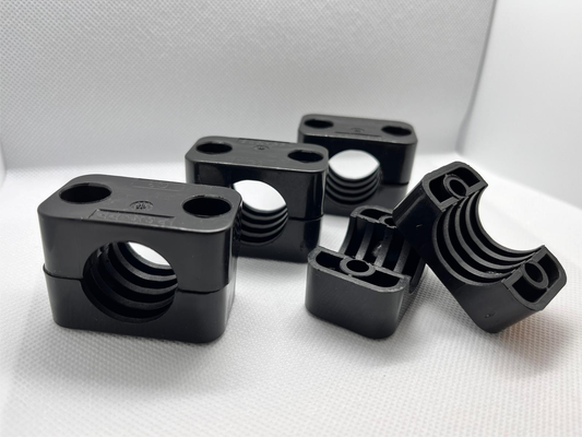 Abrazaderas de plástico (polipropileno) RHC25 de 25 mm para elementos de antena de radioaficionado (juego de 4 pares) 